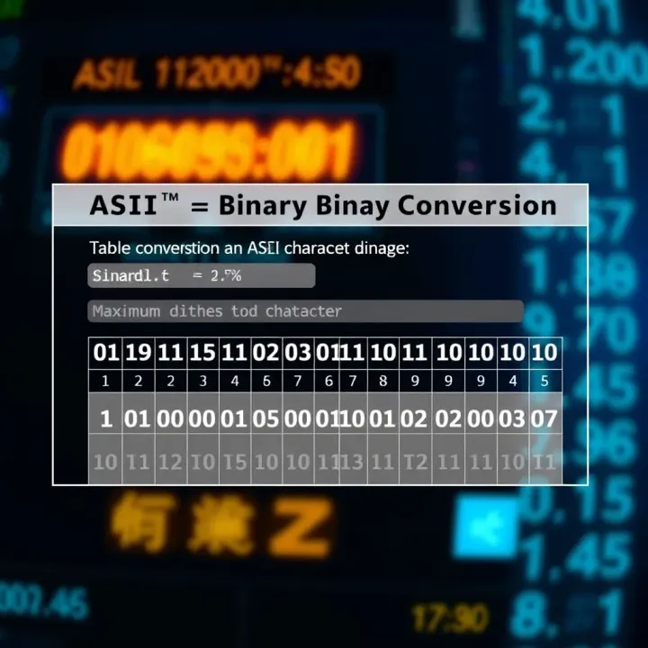 Diagram illustrating the conversion of an ASCII character into its binary representation with labeled binary digits