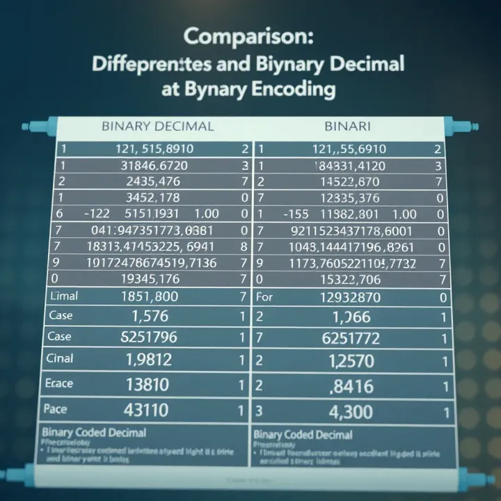 Comparison chart illustrating differences between Binary Coded Decimal and pure binary encoding methods