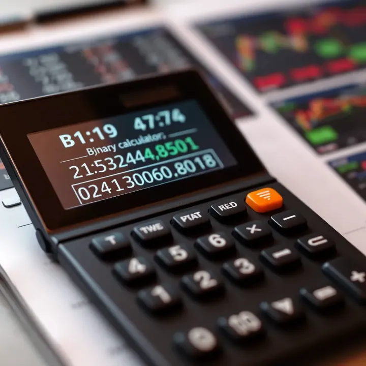 Screenshot of a binary division calculator displaying a detailed breakdown of each calculation phase
