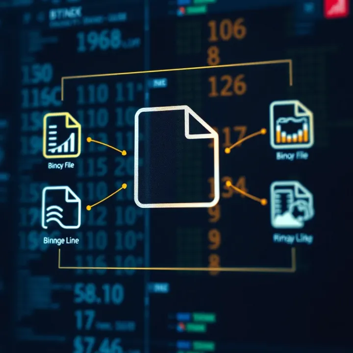 Graphic showing different applications of binary files in computing environments