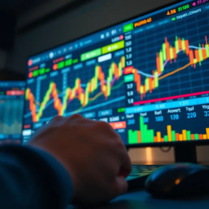 Illustration of a digital trading platform interface displaying key binary options choices and risk management tools