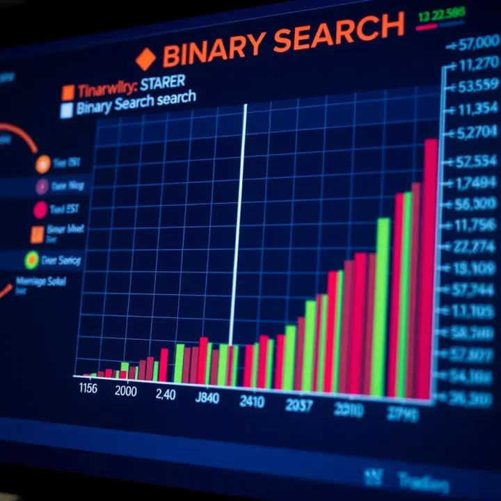 Comparison chart showcasing performance differences between binary search and linear search methods