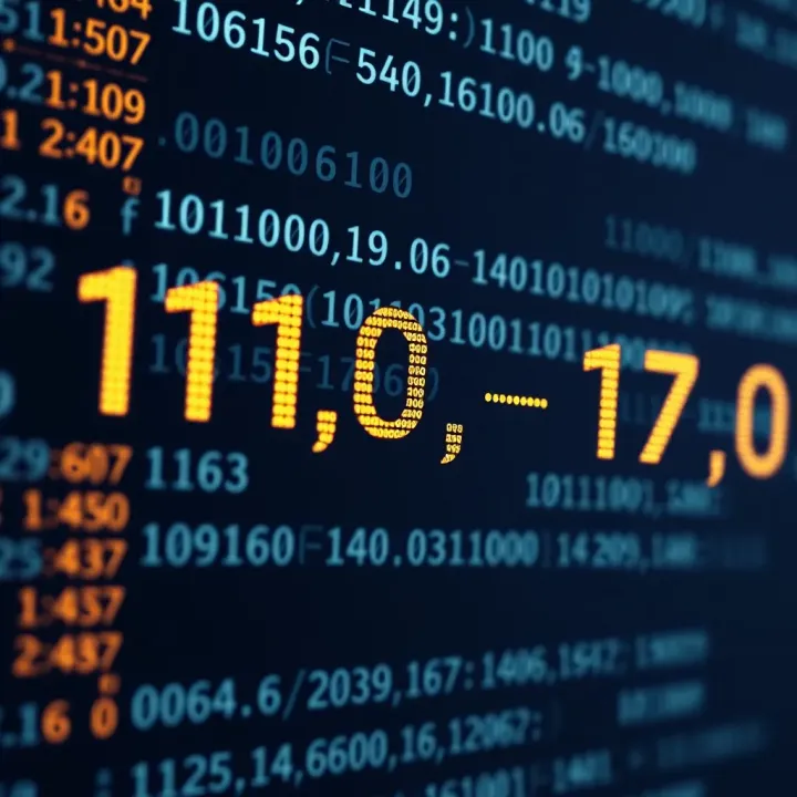 Visual representation of converting binary numbers to decimal format in computing