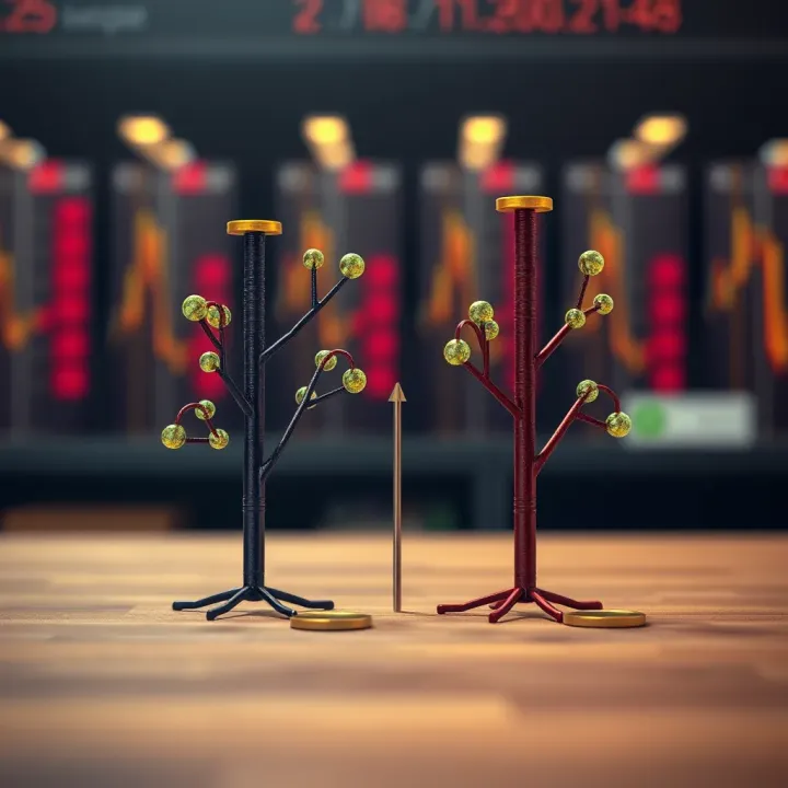 Visual representation of balanced versus unbalanced binary trees showing height differences