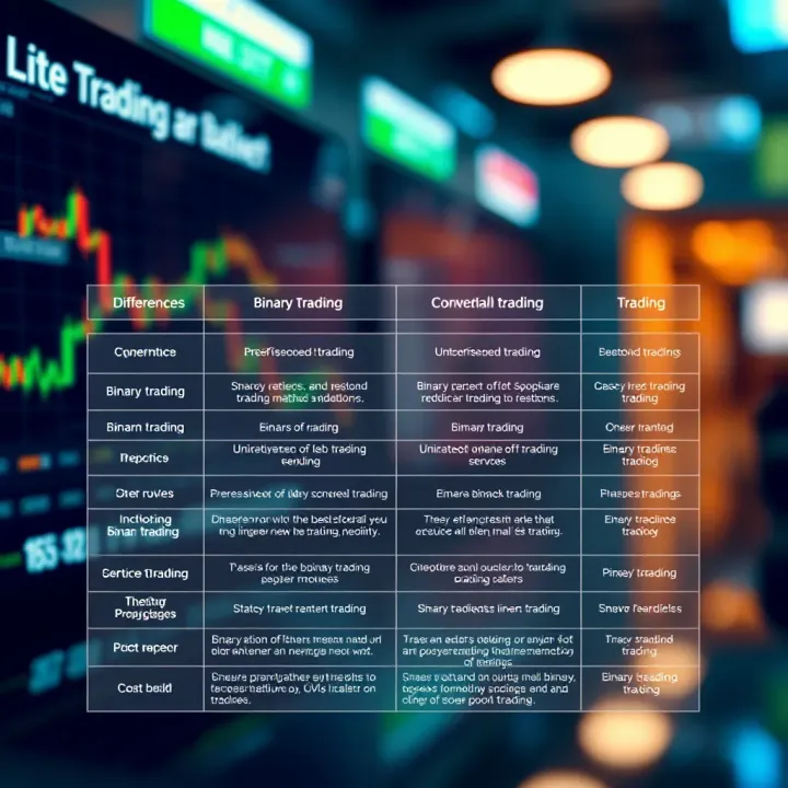 Comparison chart showing differences between binary trading and conventional trading methods