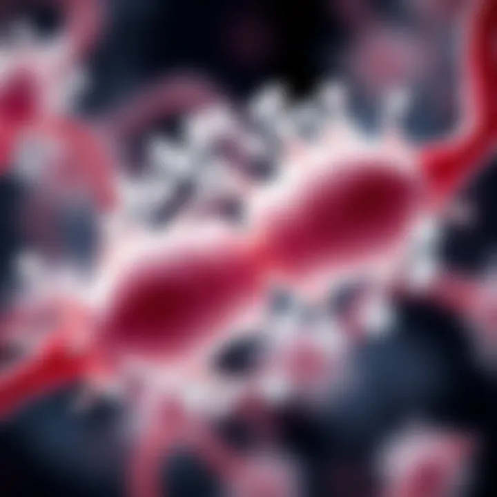 Microscopic view of a bacterium undergoing binary fission showing cell division