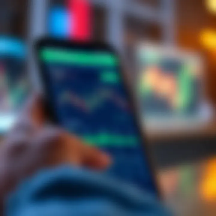 Smartphone displaying a user-friendly cryptocurrency trading platform interface with charts and market data