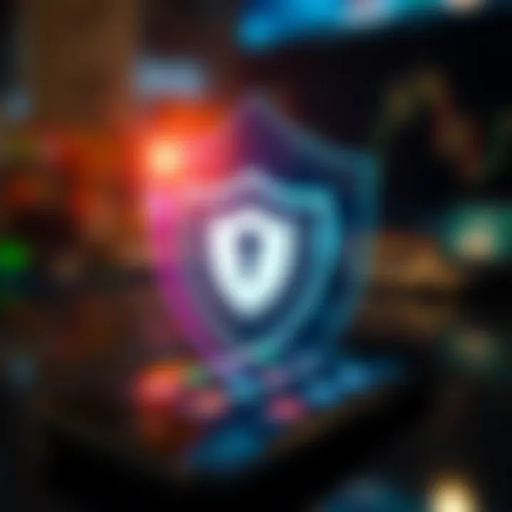 Secure digital shield symbol overlaid on smartphone representing data protection in forex trading apps