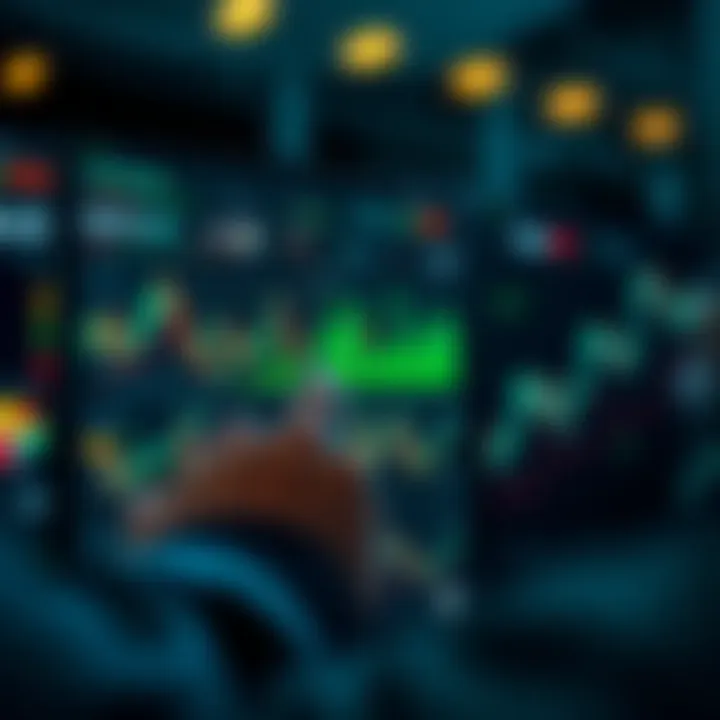 User navigating a stock trading app interface with charts and portfolio overview