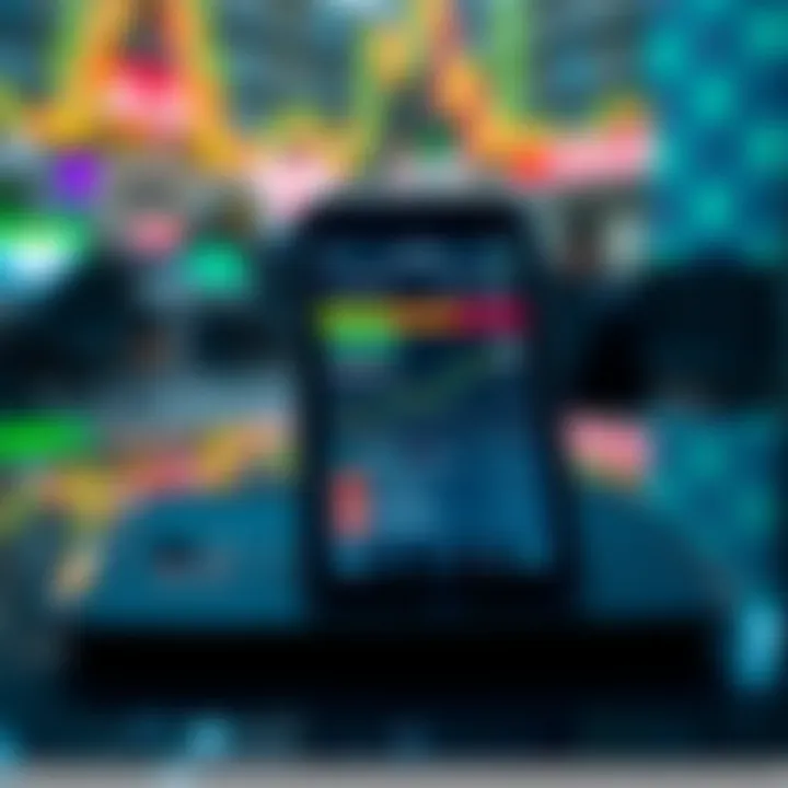 Mobile device showing popular stock trading apps on a digital marketplace for Pakistan