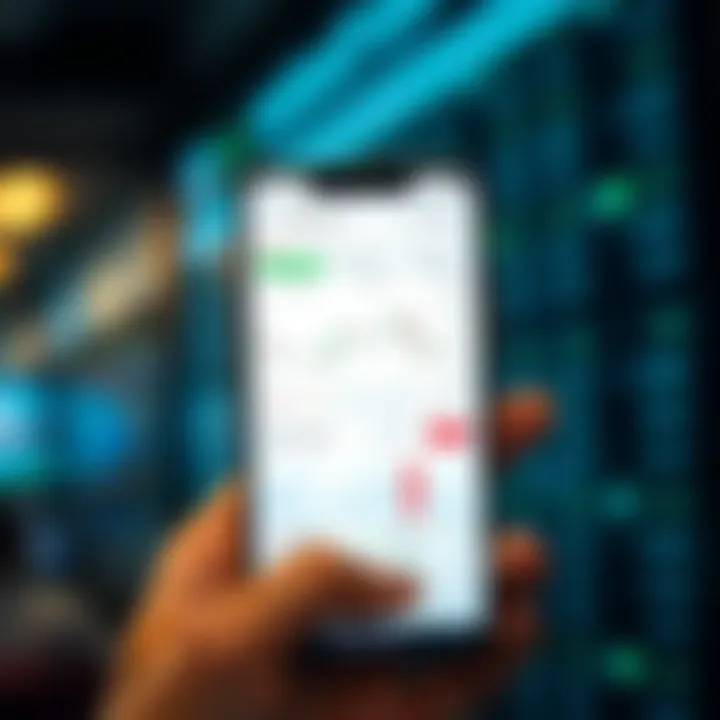 Mobile phone displaying a trading app interface with charts and market data suitable for beginners in Pakistan