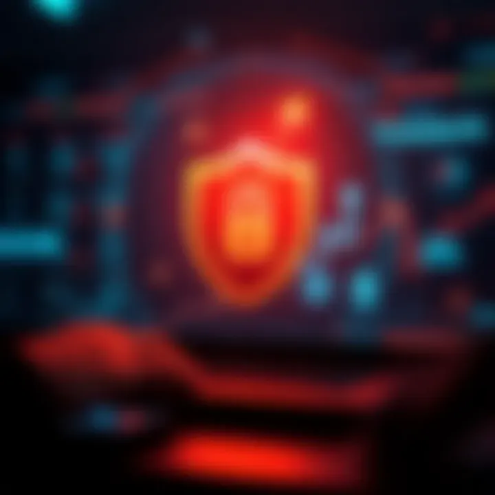 Secure digital transaction concept with shield icon and currency symbols