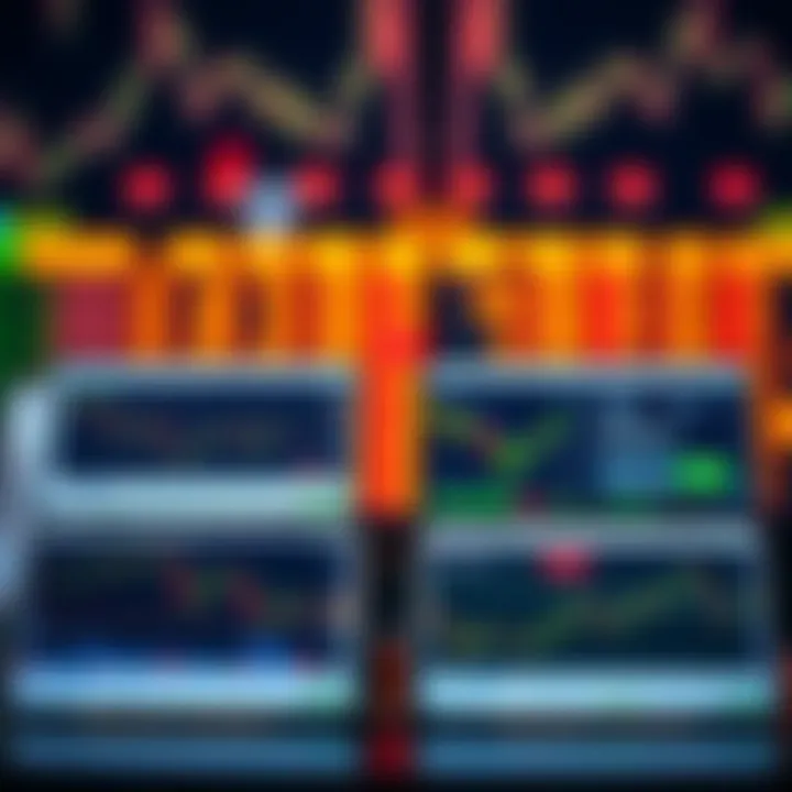 Illustration showing various forex trading platform interfaces highlighting features like charts, currency pairs, and trading tools