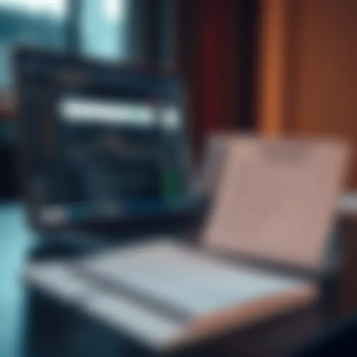 Graphic showing a laptop with crypto trading platform interface beside a checklist of course selection criteria