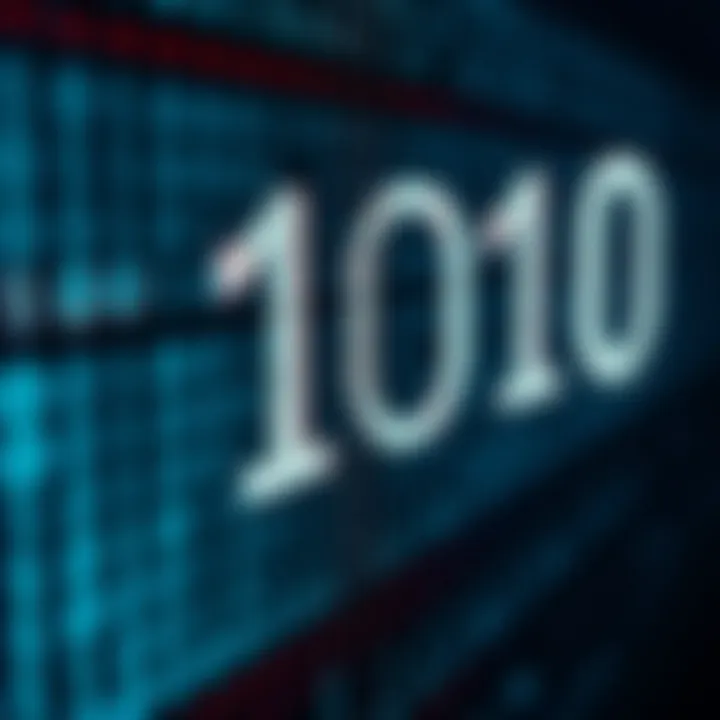 Diagram illustrating binary digits representing data in computing