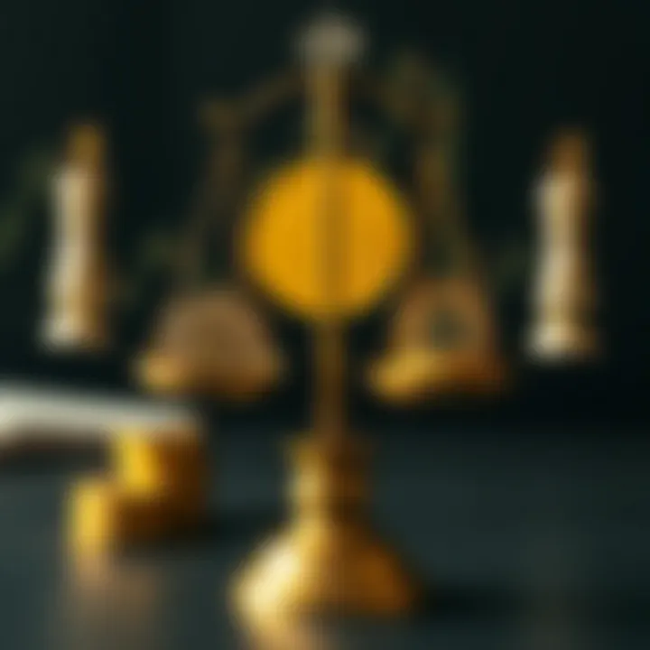Islamic scales balancing cryptocurrency coins and traditional financial symbols
