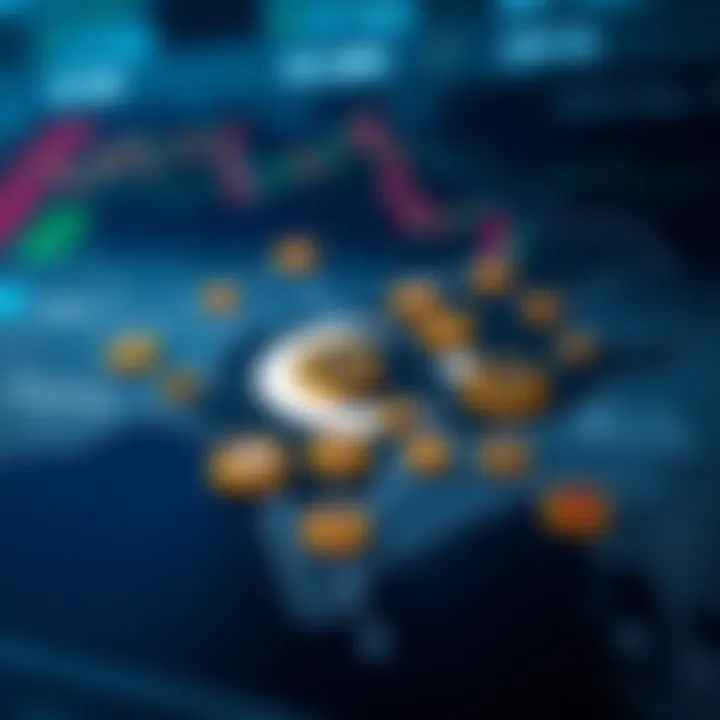 Digital representation of cryptocurrency icons connected over a map of Pakistan highlighting popular trading platforms