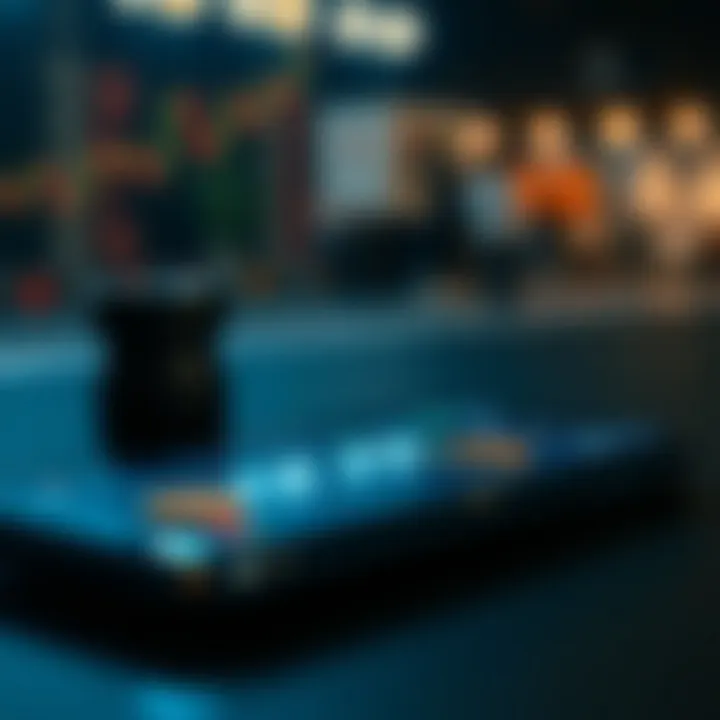 Illustration of a mobile device with demo trading account features and virtual currency symbols