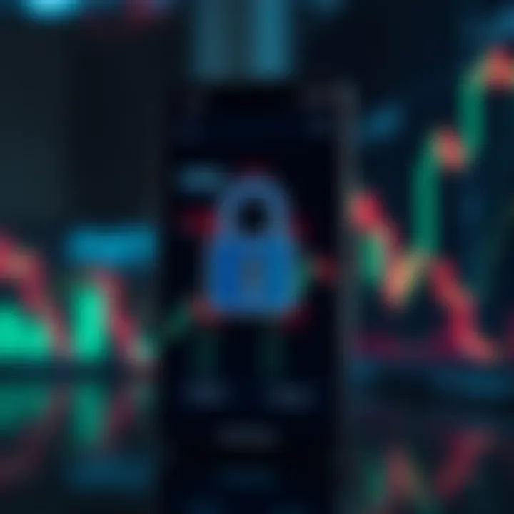 Security Features in Forex Trading Apps for Pakistan Traders Secure digital lock icon overlaying a smartphone screen indicating secure forex transactions