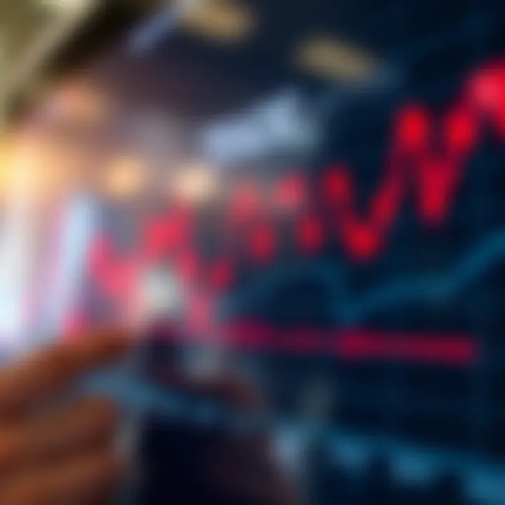 Graph showing currency exchange rate fluctuations in forex market