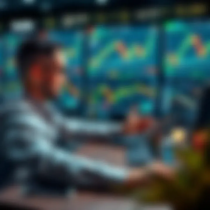 Conceptual illustration of a trader analyzing forex signals on digital devices with market charts