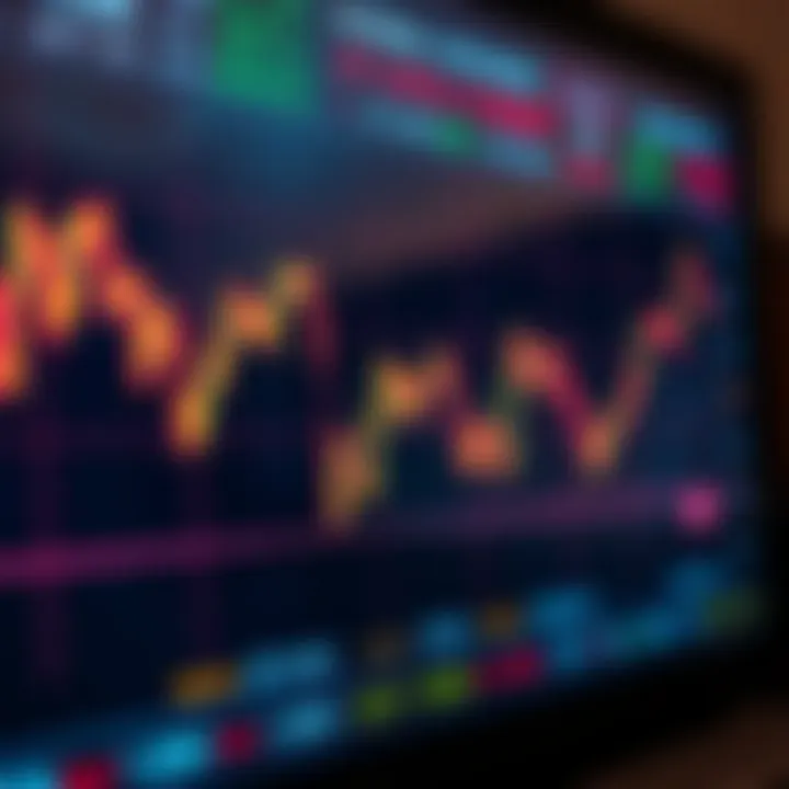 Graph showing currency exchange rates fluctuating on a digital trading platform screen