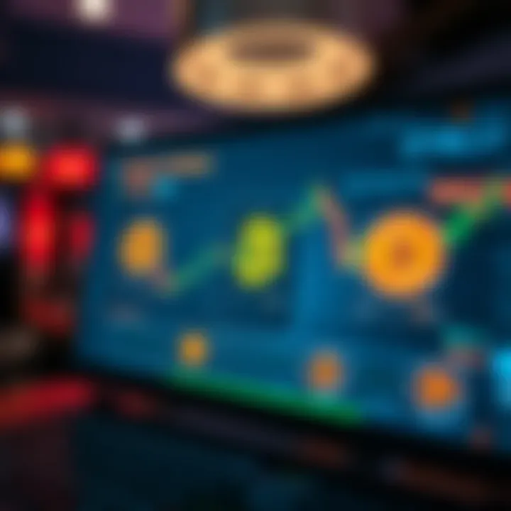 Illustration showing a digital interface with cryptocurrency symbols and educational icons representing learning modules