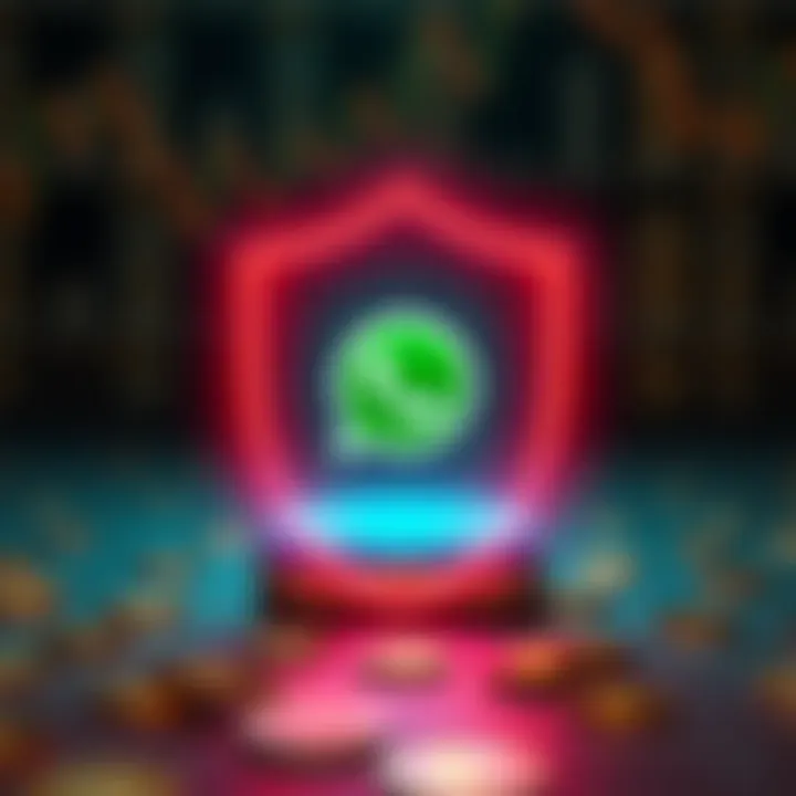 Conceptual illustration of security shield protecting mobile communication with crypto icons representing safe trading practices