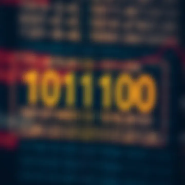 Diagram illustrating binary number system with bits and place values