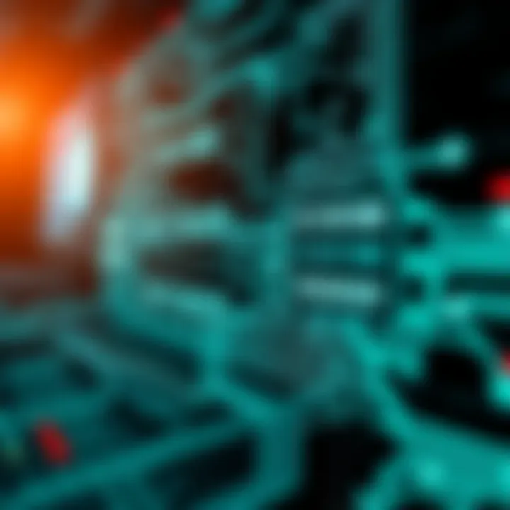 Binary Code Flow in Digital Circuits Conceptual diagram showing the flow of binary code through computer circuits and devices