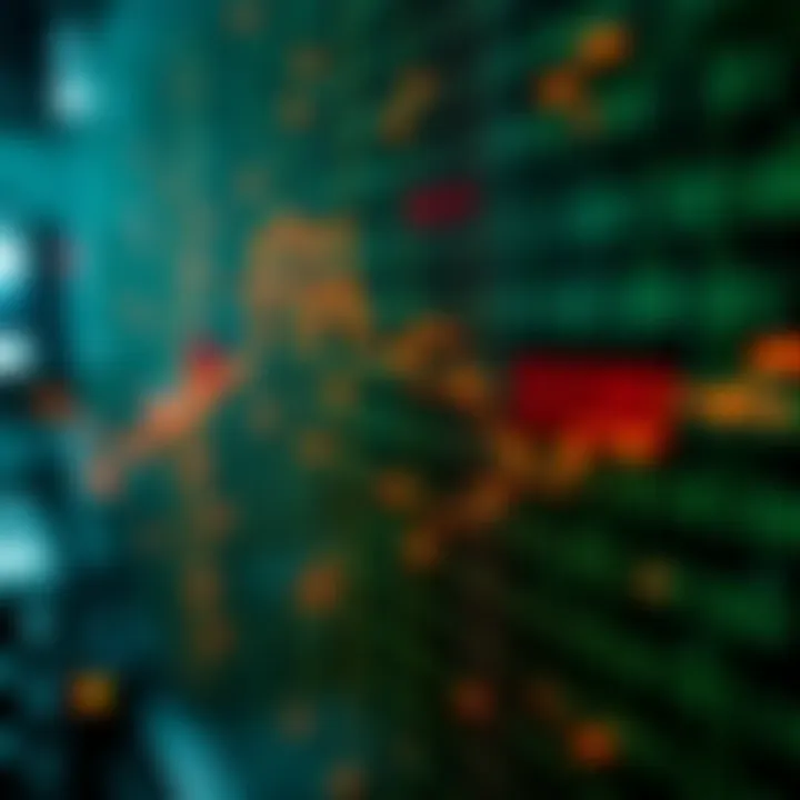 Graphic showing binary code flowing through circuits symbolizing computing operations