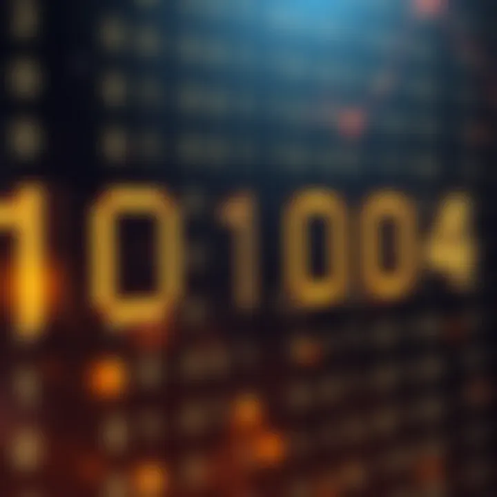 Diagram illustrating binary digits with zeros and ones representing digital data