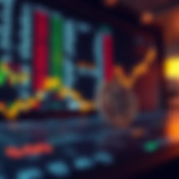 Graph illustrating the rise and fall of binary options trades with marked points for potential profit and loss