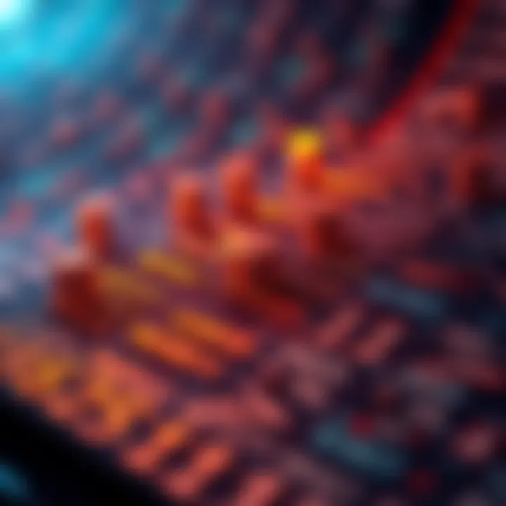 Visualization of binary search dividing sorted data array into halves to locate target value efficiently