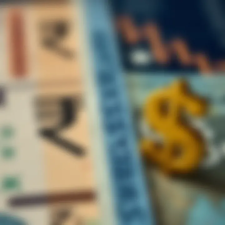 Illustration of forex currency pairs with Pakistani rupee and US dollar symbols representing trading exchange