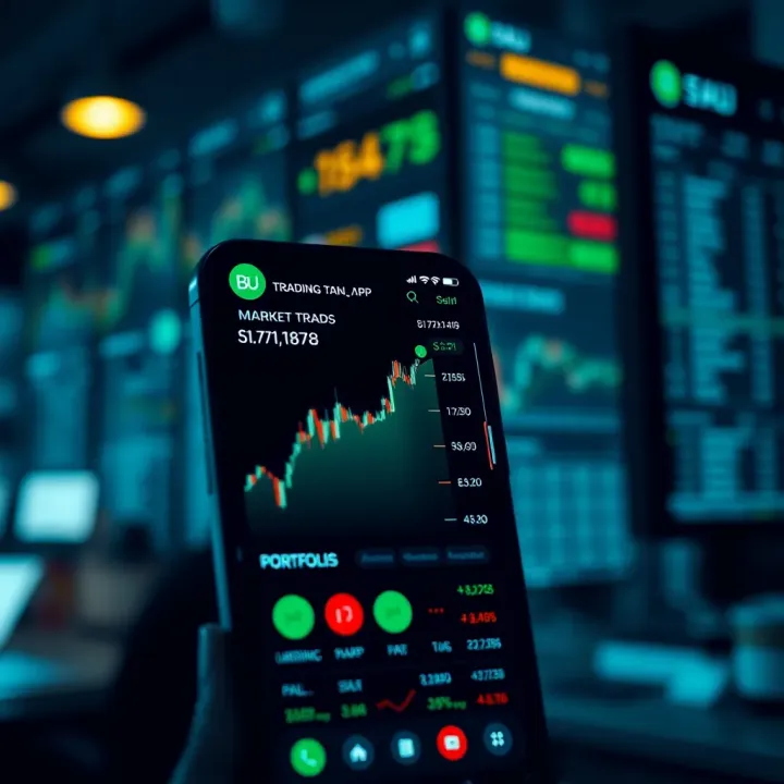 User interface of BU Trading App showing market trends and portfolio overview