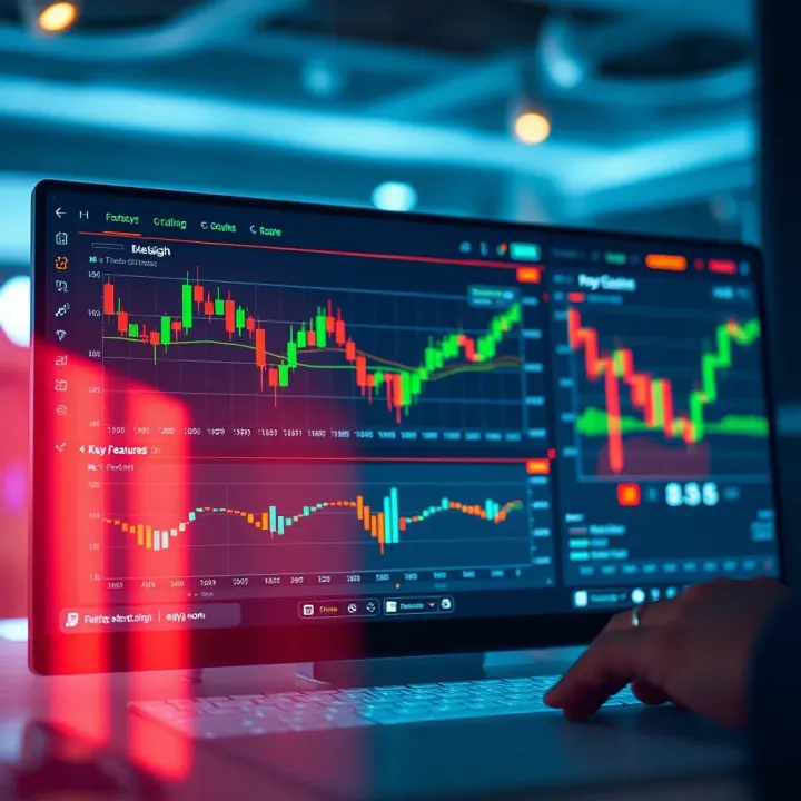 A secure digital interface displaying key forex trading platform features including charts and analytics