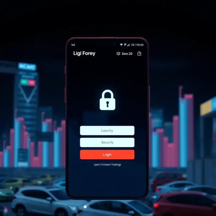 Security Features in Forex Trading Application Secure login screen for forex trading app emphasizing security features and user authentication