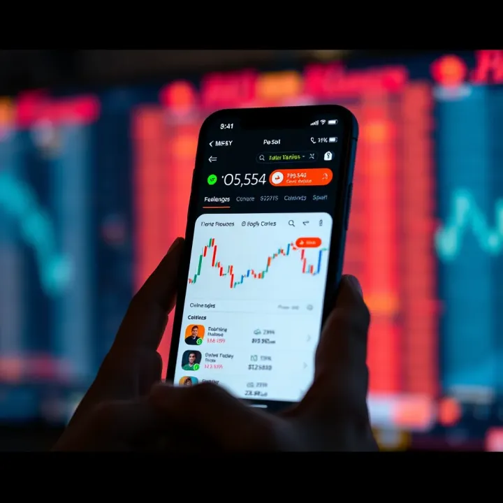 Smartphone screen displaying a user-friendly online trading app interface tailored for Pakistani investors