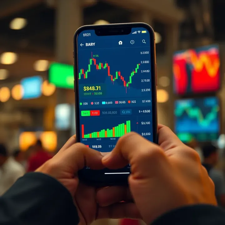 User-friendly trading app interface displaying stock charts and market data on a smartphone
