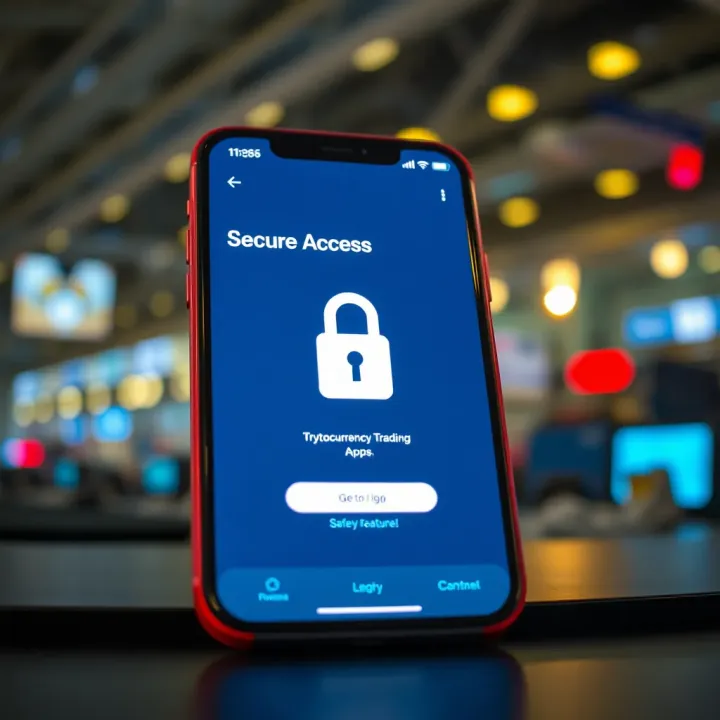 Secure login interface of a cryptocurrency trading application emphasizing safety features