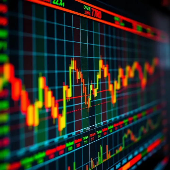 Colorful heatmap displaying market trends with vibrant green and red zones