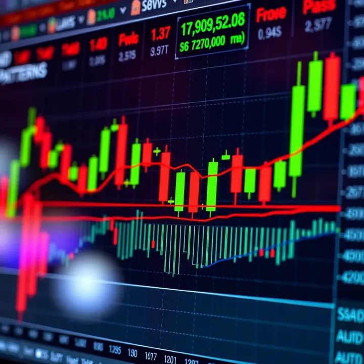 Detailed chart showing common bullish and bearish candlestick patterns for market analysis