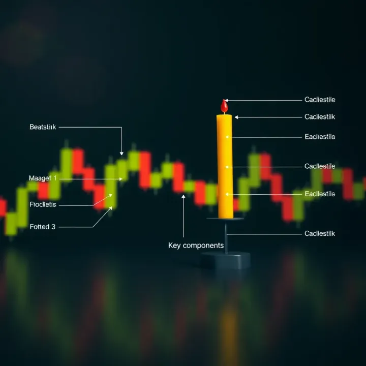 Visual representation of common candlestick formations with labeled components