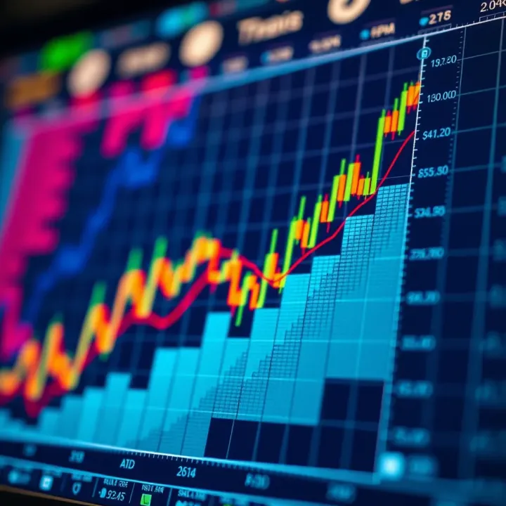 Illustration of a digital chart with upward trends representing cryptocurrency market strategies