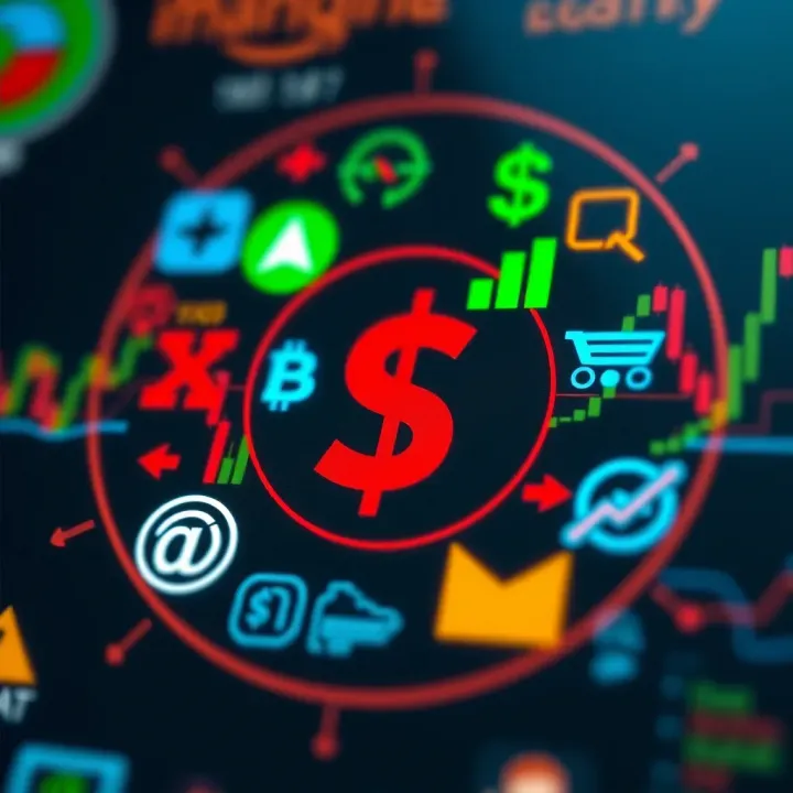 Abstract graphic showcasing various forex trading symbols and color schemes influencing trader psychology