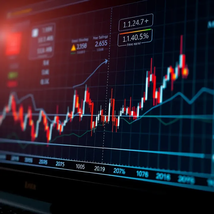 Graph showing upward and downward trends in binary options trading