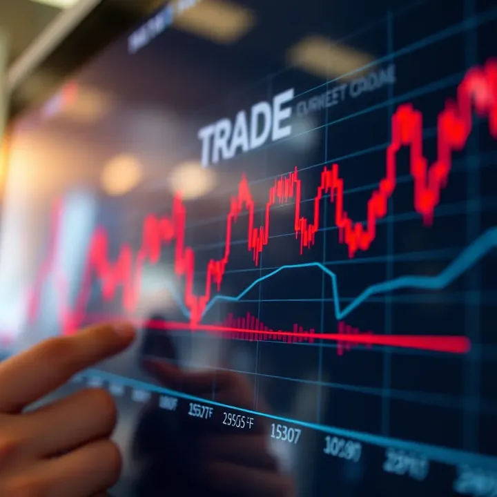 Graph showing currency exchange rate fluctuations in forex market