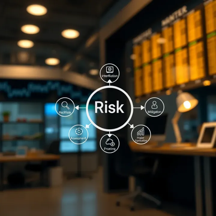 Diagram showing key components of risk identification, assessment, and mitigation within project workflow