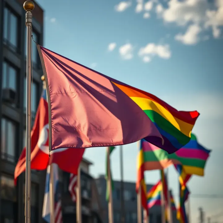 Illustration showing the non-binary flag alongside other LGBTQ+ flags symbolizing diversity and inclusion